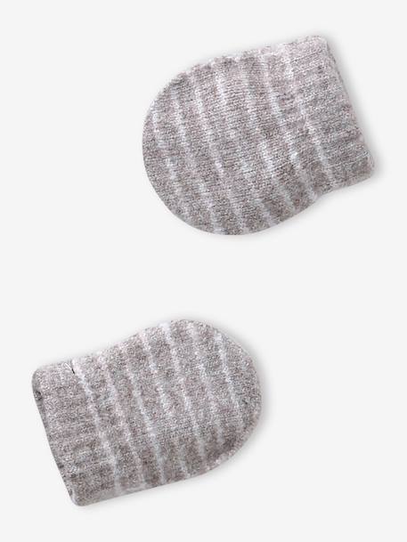 Baby boys hat, snood and mittens set ocean blue+taupe - vertbaudet enfant 