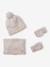 Ensemble fille bonnet, snood, moufles/mitaines avec badge coeur écru+marine+rose poudré - vertbaudet enfant 
