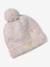Ensemble fille bonnet, snood, moufles/mitaines avec badge coeur écru+marine+rose poudré - vertbaudet enfant 