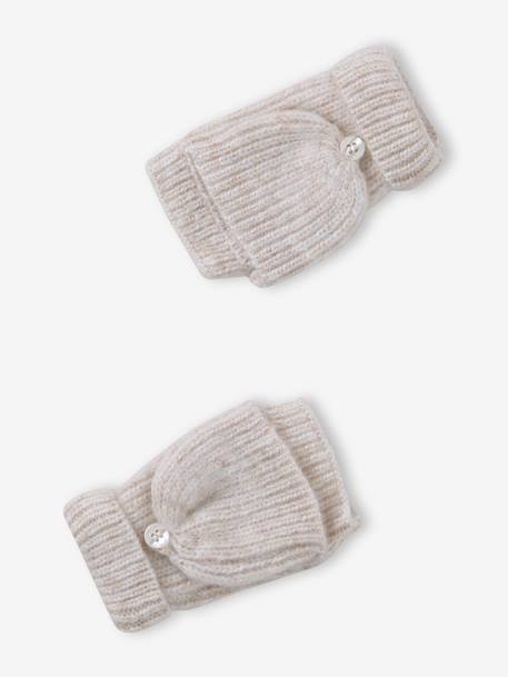 Ensemble fille bonnet, snood, moufles/mitaines avec badge coeur écru+marine+rose poudré - vertbaudet enfant 