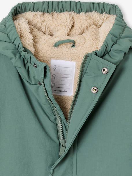 Hooded Sherpa-Lined Parka for Boys black+khaki+sage green - vertbaudet enfant 