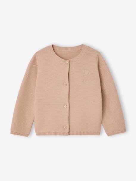 Cardigan with Golden Embroidered Heart, for Babies beige - vertbaudet enfant 