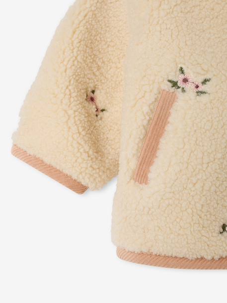 Hooded sherpa coat for baby girls vanilla - vertbaudet enfant 