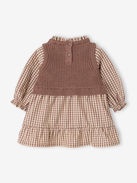 2-in-1 long-sleeved dress for baby chocolate - vertbaudet enfant 