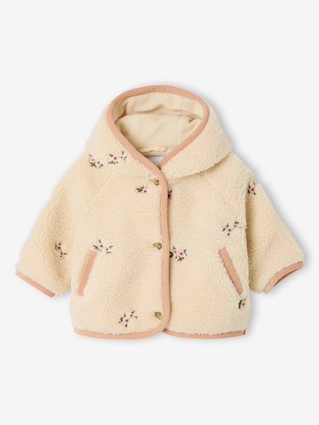 Hooded sherpa coat for baby girls vanilla - vertbaudet enfant 