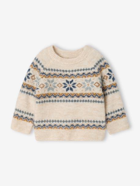 Long-sleeved jumper for baby boys marl beige - vertbaudet enfant 