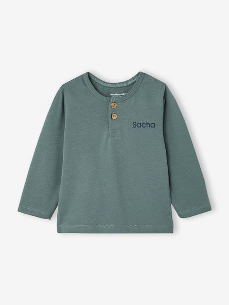 Lot de 2 T-shirts bébé garçon manches longues cacao+vert émeraude - vertbaudet enfant 