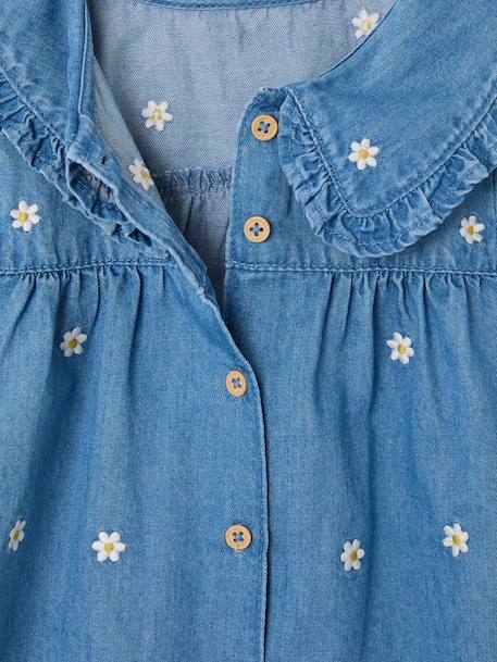 Denim blouse with long sleeves for baby girls stone - vertbaudet enfant 