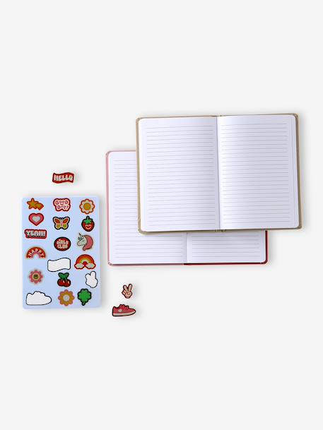 Pack of 2 notebooks and paper stickers navy blue+pale pink - vertbaudet enfant 