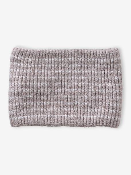 Baby boys hat, snood and mittens set ocean blue+taupe - vertbaudet enfant 
