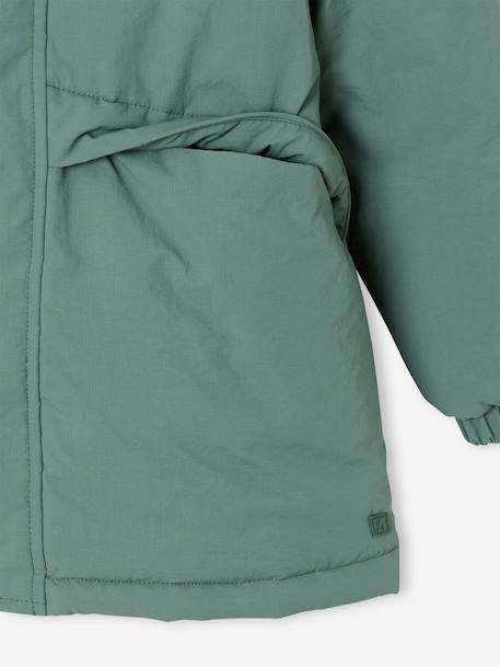 Hooded Sherpa-Lined Parka for Boys black+khaki+sage green - vertbaudet enfant 