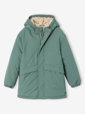-Hooded Sherpa-Lined Parka for Boys