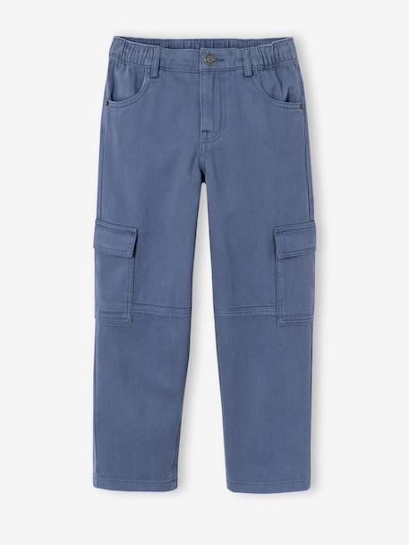 Pantalon battle garçon bleu jean+olive - vertbaudet enfant 