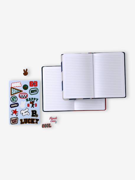 Pack of 2 notebooks and paper stickers navy blue+pale pink - vertbaudet enfant 