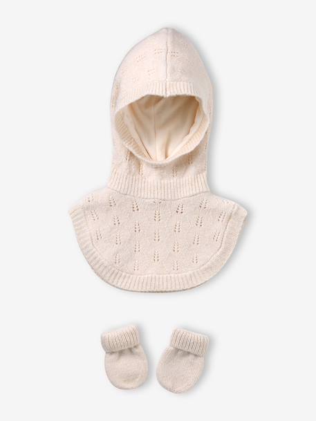 Baby girls balaclava and mittens set ecru - vertbaudet enfant 