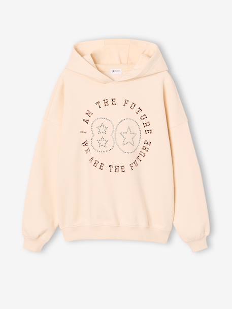 Hooded sweatshirt for girls ecru - vertbaudet enfant 