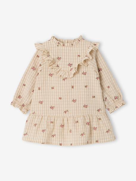 Long-sleeved dress for baby girls ecru - vertbaudet enfant 