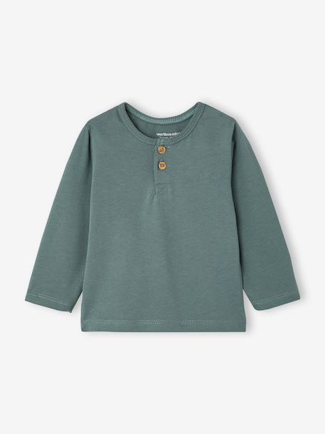 Pack of 2 long-sleeved T-shirts for baby cocoa+emerald green - vertbaudet enfant 