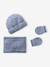 Baby boys hat, snood and mittens set ocean blue+taupe - vertbaudet enfant 