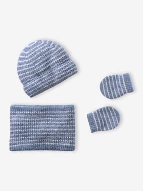 Ensemble bébé garçon bonnet, snood et moufles  - vertbaudet enfant