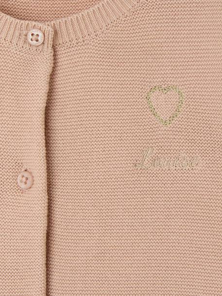 Cardigan broderie dorée coeur bébé beige - vertbaudet enfant 