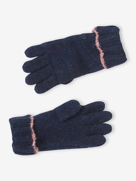 Knitwear hat, snood and gloves set for girls navy blue - vertbaudet enfant 