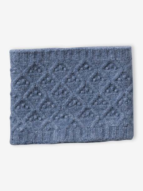 Knit hat, snood and gloves set for girls marl grey+sky blue - vertbaudet enfant 