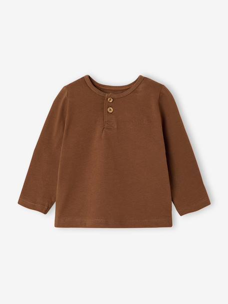 Lot de 2 T-shirts bébé garçon manches longues cacao+vert émeraude - vertbaudet enfant 