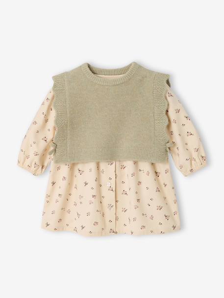 Dress and jumper set for baby girls vanilla - vertbaudet enfant 