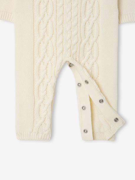 Cable knit baby playsuit ecru - vertbaudet enfant 