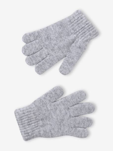 Knit hat, snood and gloves set for girls marl grey+sky blue - vertbaudet enfant 
