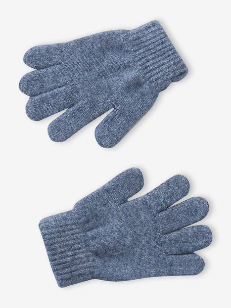 Knit hat, snood and gloves set for girls marl grey+sky blue - vertbaudet enfant 