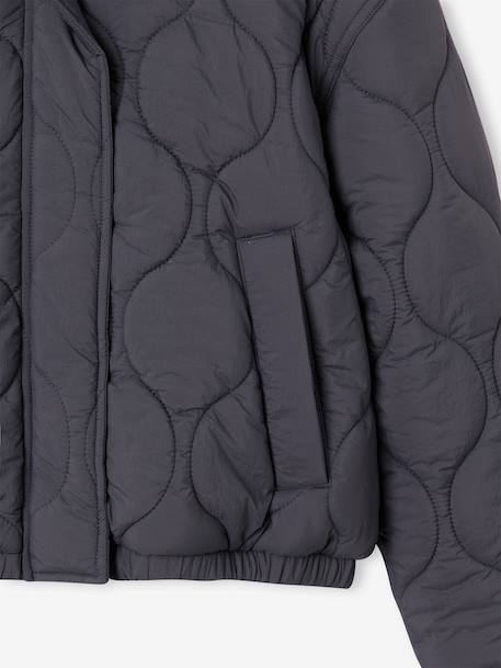 Lightweight puffer jacket with hood for girls black - vertbaudet enfant 