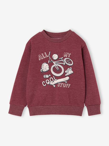 Sweatshirt with front print for boys marl red+marl white+night blue - vertbaudet enfant 