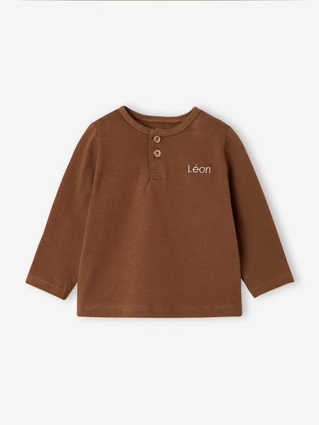 Pack of 2 long-sleeved T-shirts for baby cocoa+emerald green - vertbaudet enfant 
