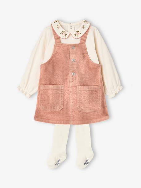 Ensemble robe t-shirt collants bébé fille blush - vertbaudet enfant 