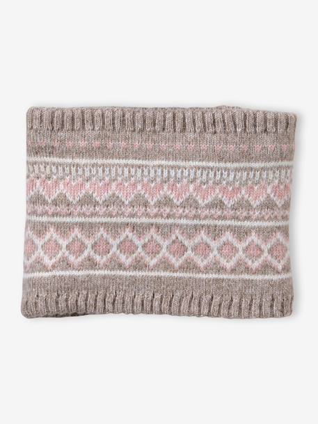 Knitted hat, snood and gloves set for girls mocha - vertbaudet enfant 