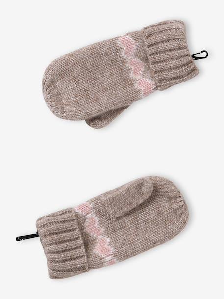 Knitted hat, snood and gloves set for girls mocha - vertbaudet enfant 