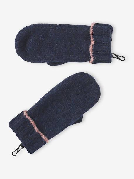 Knitwear hat, snood and gloves set for girls navy blue - vertbaudet enfant 