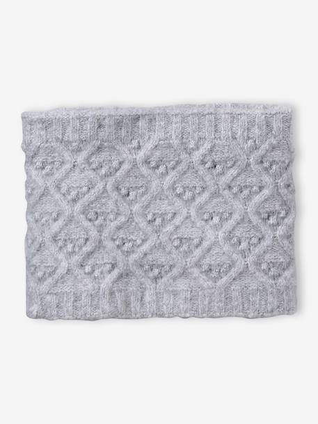Knit hat, snood and gloves set for girls marl grey+sky blue - vertbaudet enfant 