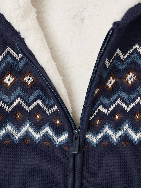 Hooded cardigan for boys navy blue - vertbaudet enfant 