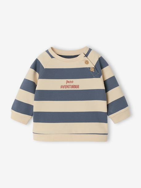 Sweat bébé en molleton bleu grisé+rayé bleu+rayé vert+tomette+vert sapin - vertbaudet enfant 