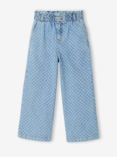 Pantalon fille large motifs fantaisie bleu clair+bleu foncé+denim gris - vertbaudet enfant 
