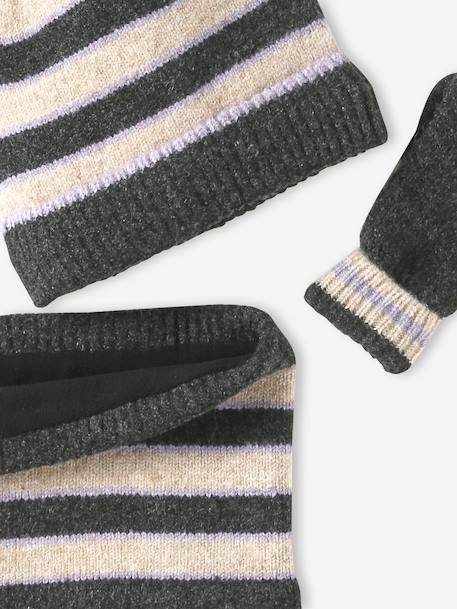 Girls knit hat, snood and gloves set anthracite - vertbaudet enfant 