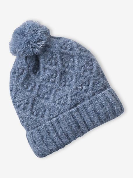 Knit hat, snood and gloves set for girls marl grey+sky blue - vertbaudet enfant 