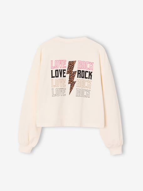 Cropped T-Shirt with Motif on the Back for Girls, JONEN ecru+vanilla - vertbaudet enfant 