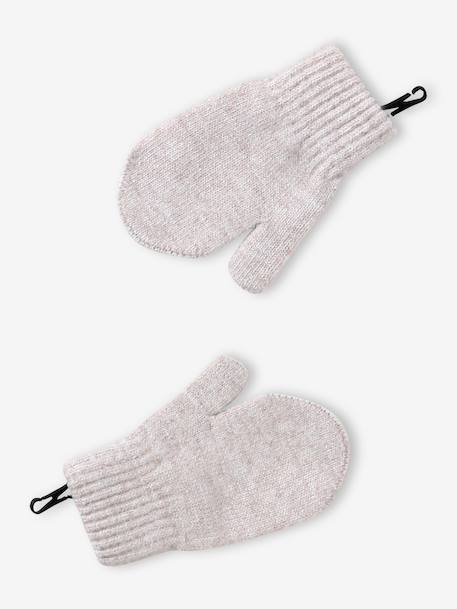 Knitted hat, snood and gloves set for girls sandy beige - vertbaudet enfant 