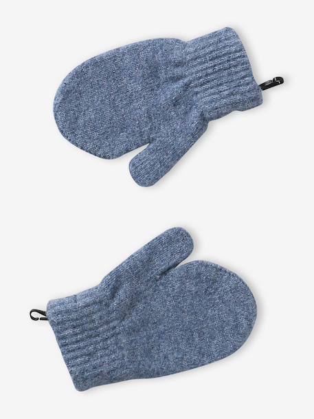 Knit hat, snood and gloves set for girls marl grey+sky blue - vertbaudet enfant 