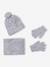 Knit hat, snood and gloves set for girls marl grey+sky blue - vertbaudet enfant 