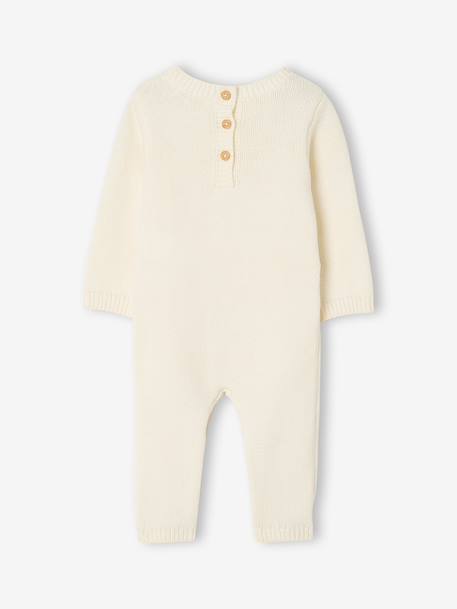 Cable knit baby playsuit ecru - vertbaudet enfant 